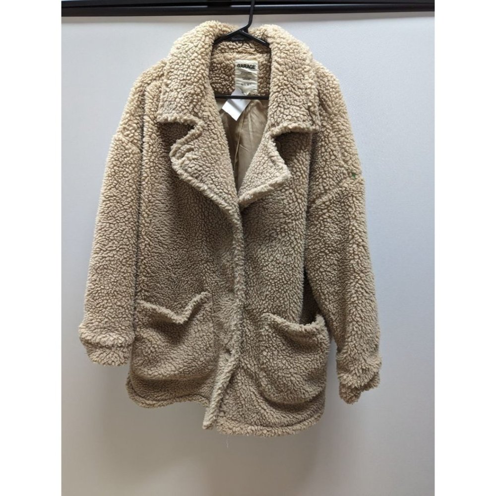 Garage Tan Fur Button Up Coat